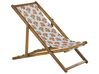 Set of 2 Acacia Folding Deck Chairs and 2 Replacement Fabrics Light Wood with Off-White / Oranges Pattern ANZIO_819656