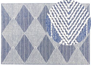 Vloerkleed wol lichtbeige/blauw 160 x 230 cm DATCA