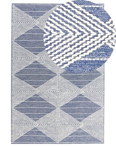 Világosbézs és kék gyapjúszőnyeg 160 x 230 cm DATCA