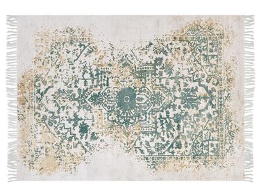 Teppich Viskose beige / grün 160 x 230 cm orientalisches Muster Kurzflor BOYALI