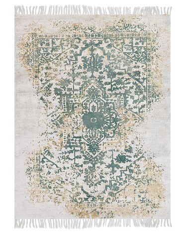 Teppich Viskose beige / grün 160 x 230 cm orientalisches Muster Kurzflor BOYALI