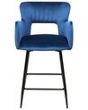 Conjunto de 2 sillas de bar de terciopelo azul marino SANILAC_912676