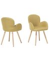 Set of 2 Fabric Dining Chairs Yellow BROOKVILLE_693808