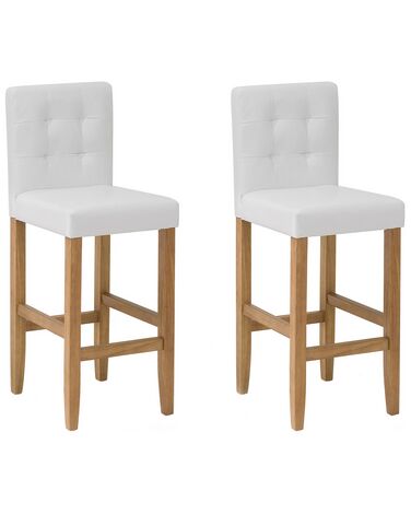Set of 2 Bar Chairs Faux Leather Off-White MADISON