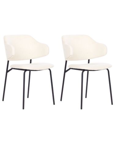 Set of 2 Fabric Dining Chairs Cream KENAI