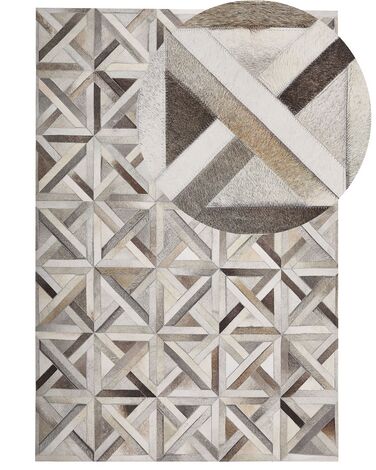 Dywan patchworkowy skórzany 140 x 200 cm brązowo-beżowy TAYTAN