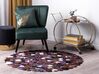 Okrúhly kožený koberec ⌀ 140 cm fialový/viacfarebný SORGUN_738093