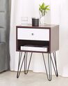1 Drawer Bedside Table Dark Wood with White ARVIN_884604