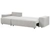 Sofá-cama de canto 3 lugares e arrumação em tecido cinzento claro à direita LUSPA_901011