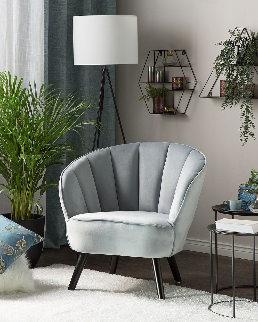 Fotel welurowy szary DALA