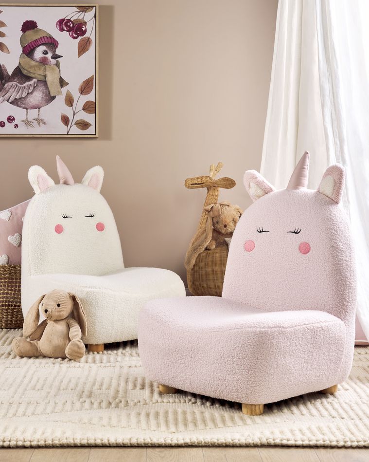 Teddy Kids Armchair Unicorn White LULEA | Beliani.nl