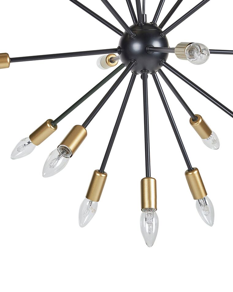Pendelleuchte Aus Eisen In Gold – Für 18x E14 Leuchtmittel, Industriestil, 149 Cm Hoch