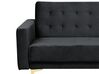 Left Hand Modular Velvet Sofa with Ottoman Black ABERDEEN_857596