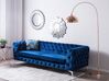 3 Seater Velvet Fabric Sofa Cobalt Blue SOTRA_727273