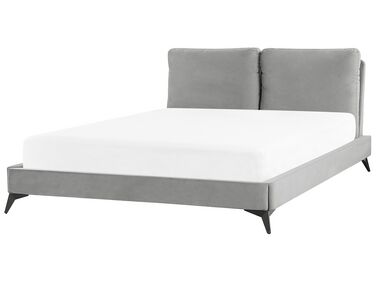 Łóżko welurowe 160 x 200 cm szare MELLE