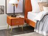 Table de chevet orange en velours avec 1 tiroir FLAYAT_833969