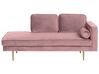 Chaise longue fluweel roze rechtszijdig MIRAMAS_754015