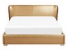Łóżko skórzane 140 x 200 cm złote PARIS_745329