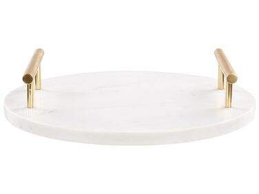 Marble Serving Tray White with Gold Handles ARGOS