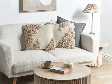 Set of 2 Cotton Tufted Cushions 45 x 45 cm Beige SOURWOOD