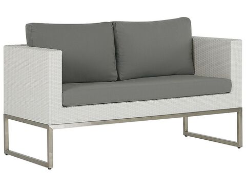 4 Seater Rattan Garden Sofa Set White And Grey Crema Beliani No 4 Seater Rattan Garden Sofa Set White, 4 Seater Rattan Garden Furniture Set Black
