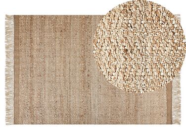 Teppich Jute beige geometrisches Muster 140 x 200 cm Kurzflor ABANA