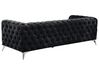 3 Seater Velvet Fabric Sofa Black SOTRA_706347