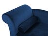 Chaise longue velluto blu marino e legno scuro sinistra LUIRO_729377