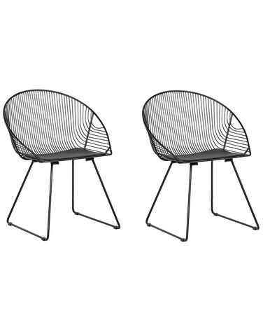 Set of 2 Metal Accent Chairs Black AURORA