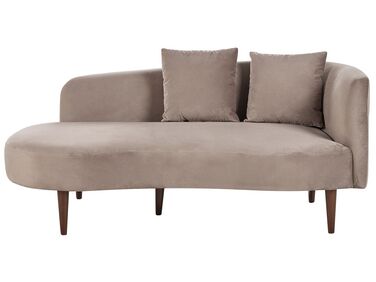Right Hand Velvet Chaise Lounge Taupe CHAUMONT