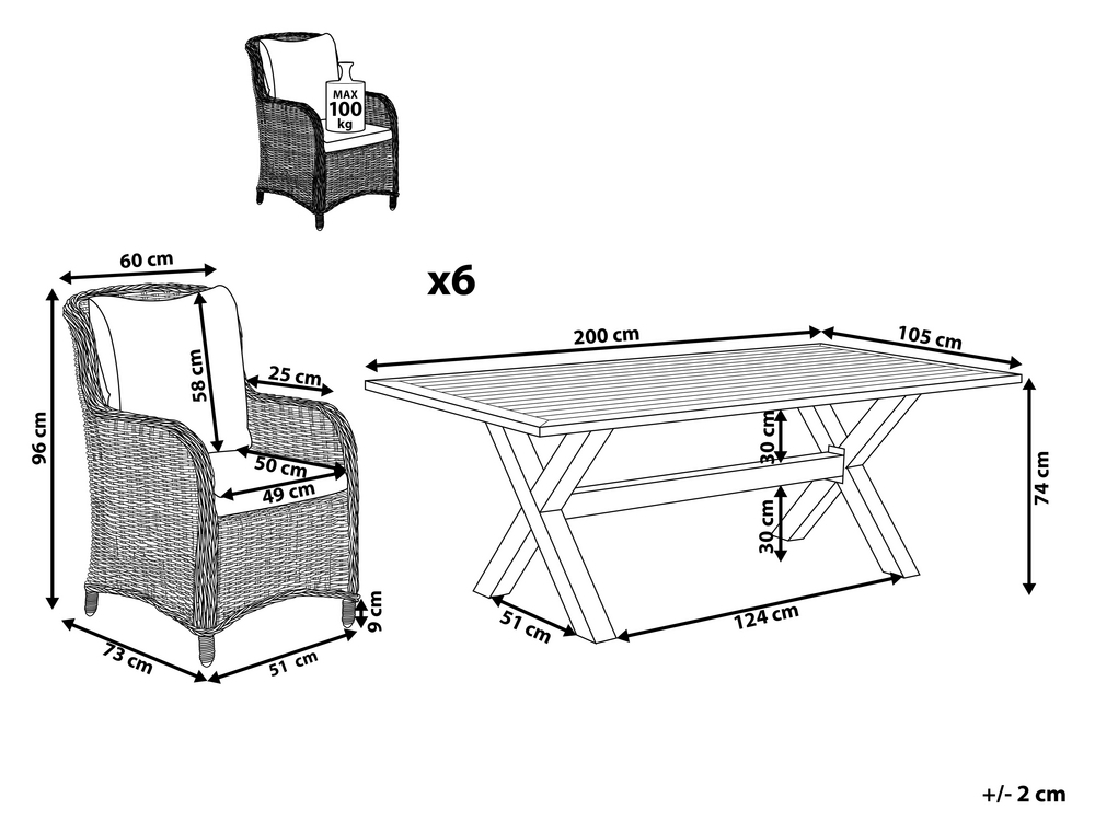 Gartenmöbel Set Aluminium grau 6-Sitzer CASCAIS | Sonnenschirme & Sonnensegel