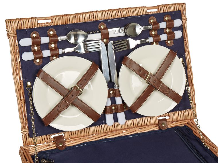 4 Person Wicker Picnic Hamper Natural CREPES Beliani.co.uk