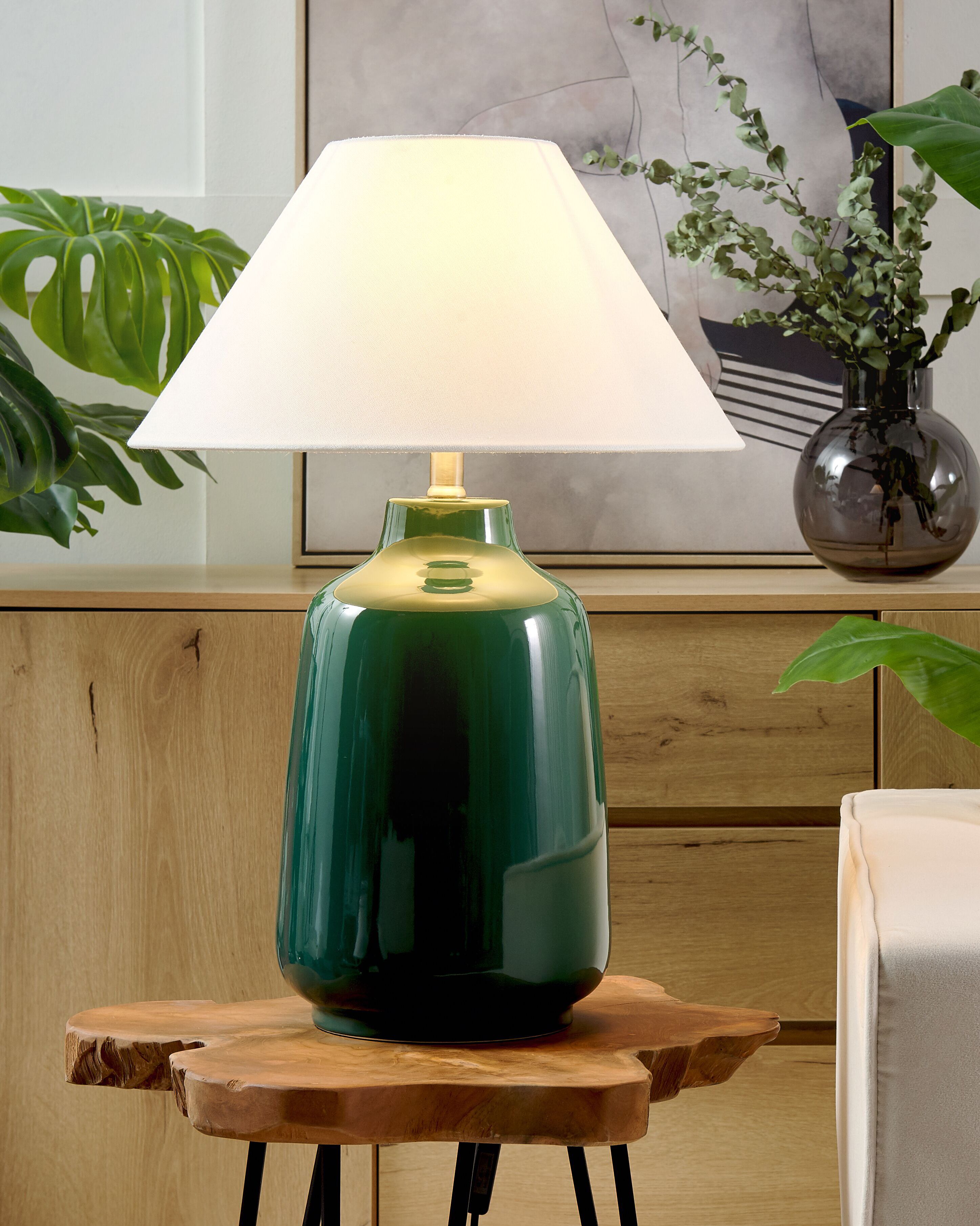 Tischlampe Keramik Gr n 57 Cm CARETA Beliani de tischlampe-keramik-gr-n-57-cm-careta-beliani-de