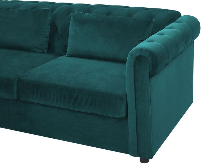 Velvet Sofa Bed Green CHESTERFIELD Beliani.co.uk