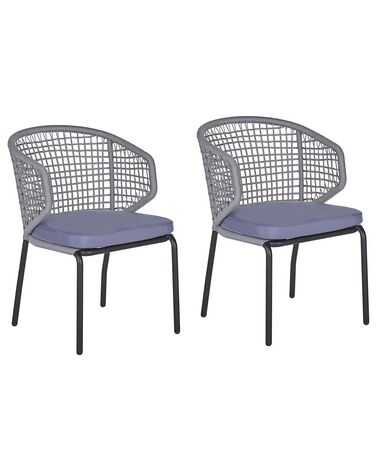 Trädgårdsstol 2 st grå/svart PALMI