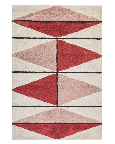 Teppich Baumwolle 140 x 200 cm mehrfarbig geometrisches Muster Kurzflor PURNIA