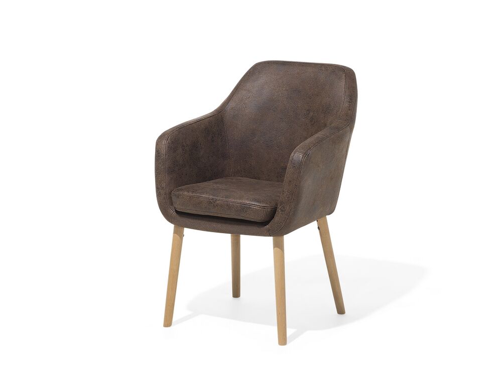 Faux Leather Dining Chair Brown YORKVILLE Beliani.co.uk
