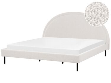 Łóżko boucle 180 x 200 cm białe MARGUT