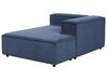 Left Hand 2 Seater Modular Jumbo Cord Corner Sofa with Ottoman Blue APRICA_909343