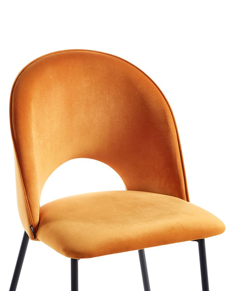 Set of 2 Velvet Dining Chairs Orange COVELO Beliani.co.uk