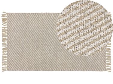 Teppich beige 80 x 150 cm Streifenmuster Kurzflor zweiseitig ALADAG
