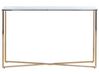 Glass Top Console Table Marble Effect White and Gold ROYSE_823972
