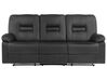 Sofa z manualną funkcją relaksu 3-osobowa ekoskóra czarna BERGEN_911056