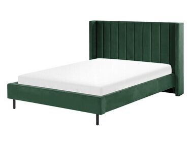 Zamatová posteľ 140 x 200 cm zelená VILLETTE