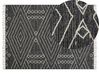 Teppich Baumwolle schwarz / weiß 140 x 200 cm geometrisches Muster Kurzflor KHENIFRA_831112