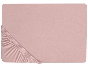 Bawełniane prześcieradło z gumką 180 x 200 cm różowe HOFUF