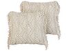 Set of 2 Cotton Macrame Cushions with Tassels 45 x 45 cm Light Beige KIRIKKALE_905441