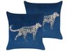 Set of 2 Velvet Cushions Animal Motif 45 x 45 cm Navy Blue MARULA_854601