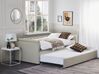 Tagesbett ausziehbar Leinenoptik beige Lattenrost 90 x 200 cm LIBOURNE_742632