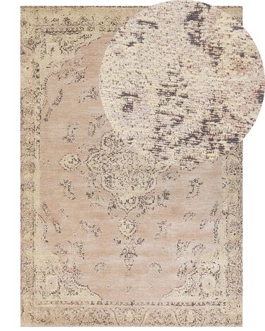 Teppich Baumwolle beige 200 x 300 cm orientalisches Muster Kurzflor MATARIM